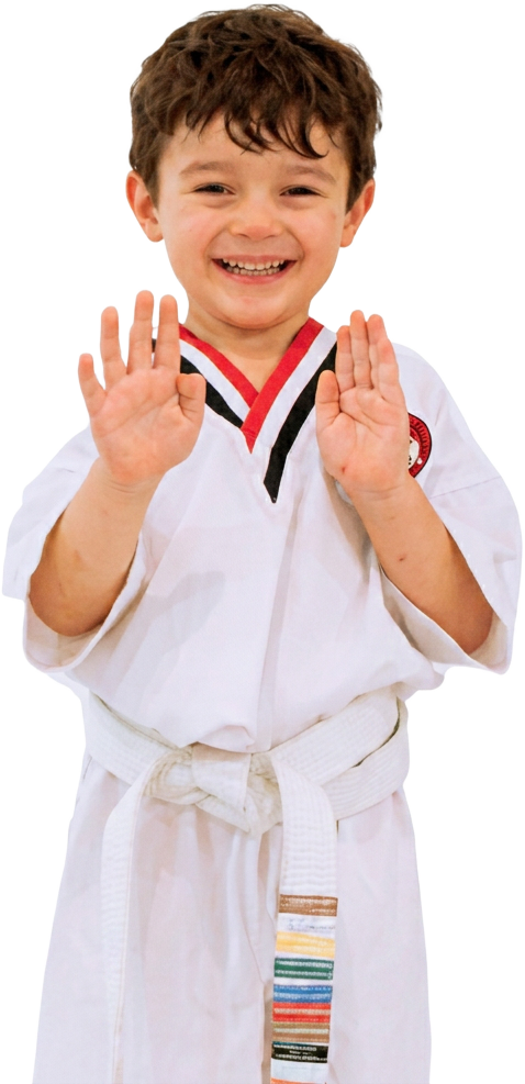 Niño con kimono de artes marciales