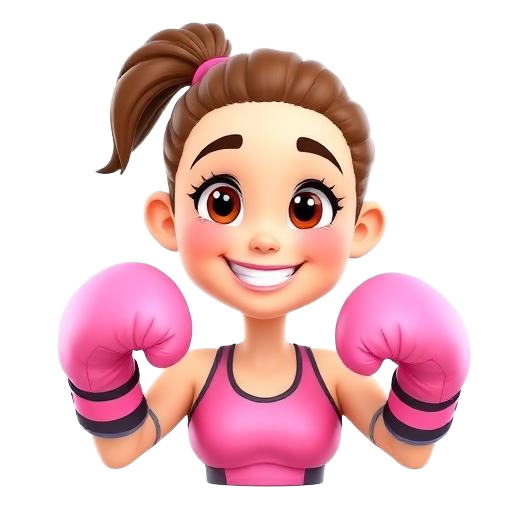 Chica con guantes de boxeo rosa