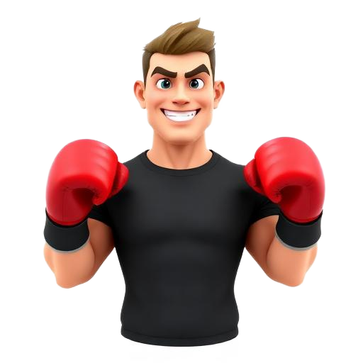 Hombre con guantes de boxeo rojos